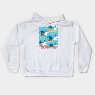 Enjoy Blue Surfing Cartoon Illustration Kids Hoodie